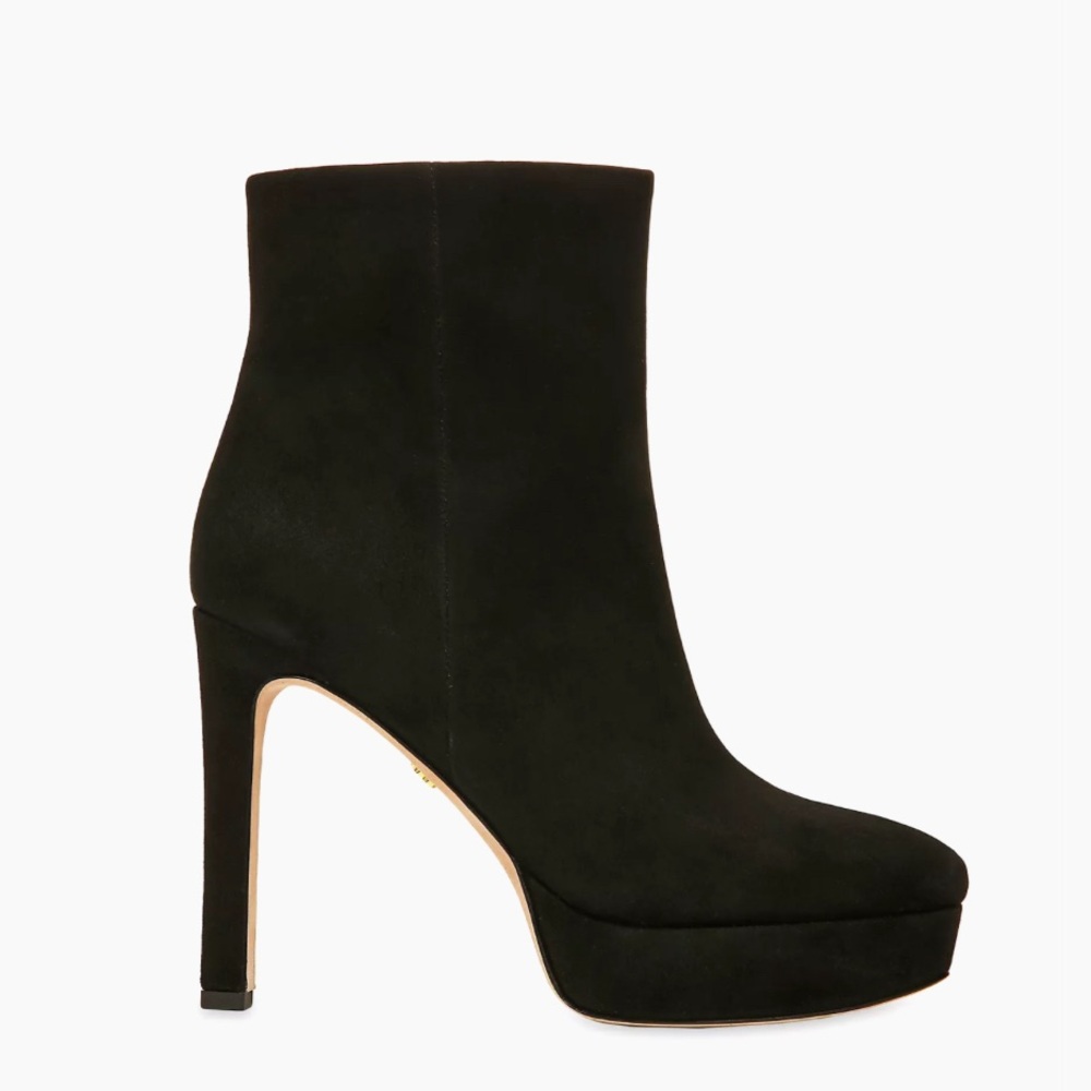 Veronica Beard Dali Suede Platform High Heel Ankle Black Boots, Size 8, NEW